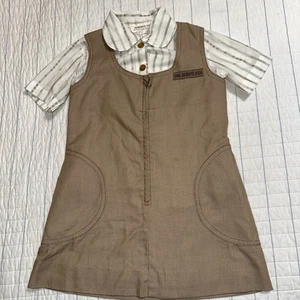 Girl Scouts USA Dress Uniform size 5 Brown Brownies Button Up *FLAW* - Picture 1 of 12