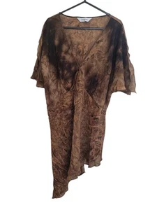 Top tunica asimmetrico trasparente marrone Inspire by New Look taglia 22 stile caftano boho - Foto 1 di 5