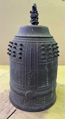 Templo Campana de Bronce Grande 22 pulgadas Siglo XIX Antigua Escultura Budista Japonesa Foto 1 de 4