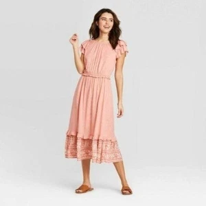 NEW Universal Thread Pink Floral Print Dress - Picture 1 of 5