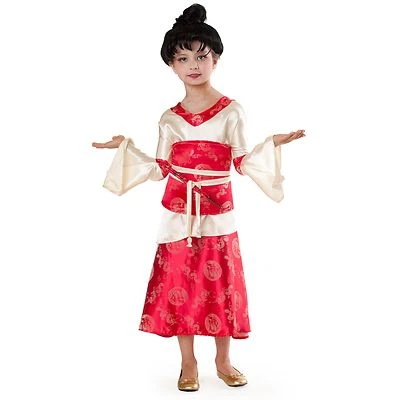Girls KIMONO PRINCESS PARADISE Costume Dress Obi Child Large 10 Japanese Dragon - Image 1 of 4