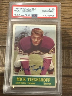 Mick Tingelhoff RC Signed Auto 1964 Philadelphia HOF Rookie Vikings Low PSA POP! - Image 1 of 2