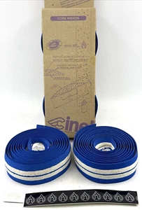 NOS VINTAGE Genuine Cinelli CORK Blue & White Tape Chrome Plugs MADE in ITALY - Picture 1 of 4