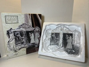 Fun Avenue Crystal Ltd “Tulip” Twin Picture Frame 3x5 Frosted Crystal - Picture 1 of 8