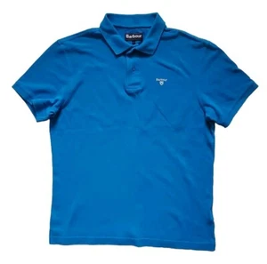 BARBOUR Polo Shirt Mens L Slim Fit Blue Cotton - Picture 1 of 9