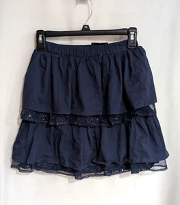 Lands' End Girl's (Kid) Navy Jersey Sparkle Tull Tiered Skort - Size 10 - NWT - Picture 1 of 2