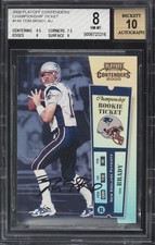 TOM BRADY BGS 8 2000 PLAYOFF CONTENDERS ROOKIE CHAMPIONSHIP TICKET AUTO /100 RC