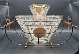 Vintage MCM Hazel Atlas Aztec Maya Servierschale Set Mid Century 1960’s Gold - Bild 1 von 22