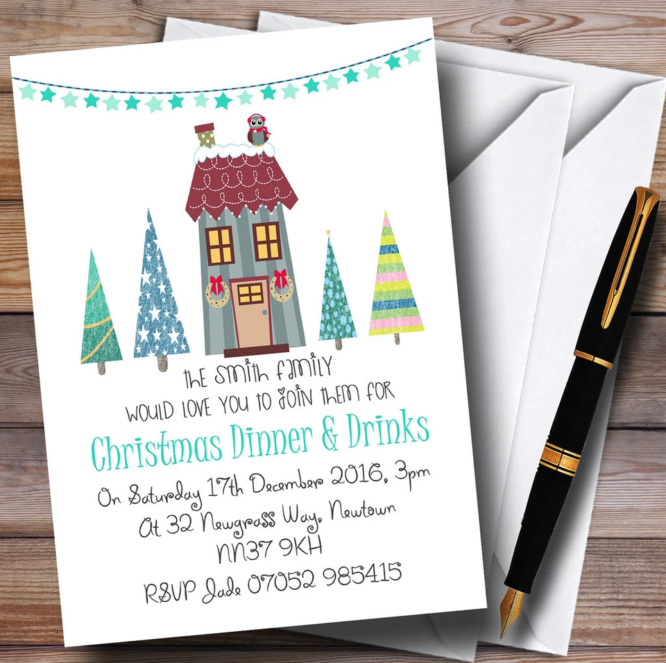 THECARDZOO Xmas Dinner & Drinks Personalised Christmas Party Invitations