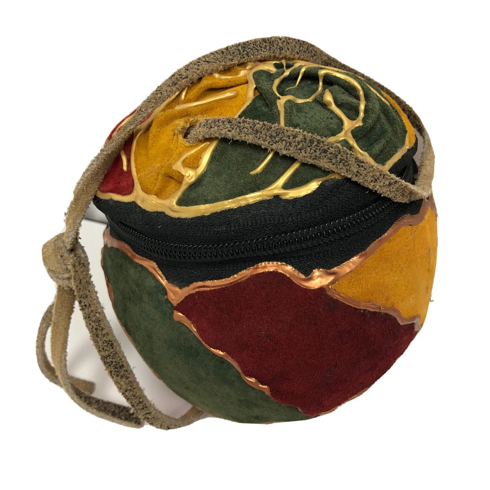 Cartera de Hombro TRIBAL AFRICANA TRIBAL Hecha a Mano de Colección Gamuza Cuero Concha de Coco Foto 1 de 4