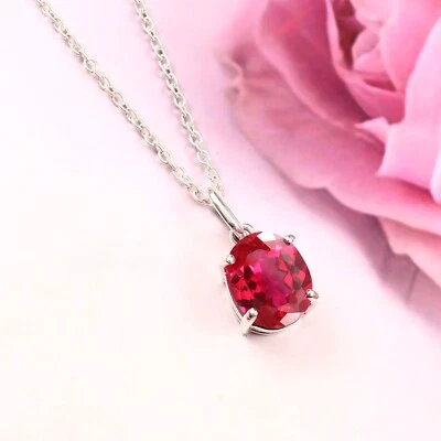 Naturale Mozambico Rubino 925 Argento Pendente Anniversario Fidanzamento Regali - Immagine 1 di 4