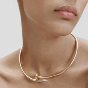 Silber vergoldet Nagel Werkzeug Halsband Halskette verstellbar Halsband Schmuck für Frauen - Bild 1 von 7