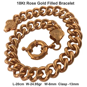 Gold Bracelet Real Rose 18Kt Filled Solid Boltring Statement Bangle 20cm - Picture 1 of 3