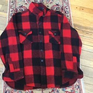 Woolrich Men's XL Red & Black Plaid Wool Button Up Jacket Excellent! - Picture 1 of 6