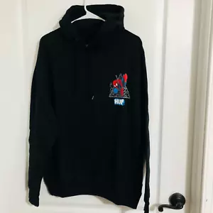 Nuovissimo maglione Huf X Marvel Thwip Triangle nero con cappuccio taglia small - Foto 1 di 8