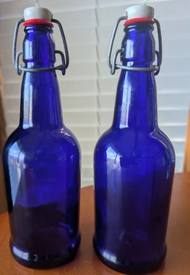 Blue Glass Bottles, Cobalt Blue With Cap 18 oz each. Lot of 2 Bottles - Image 1 of 4