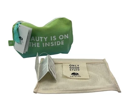 Nuevo ORIGINS Only Good Stuff DOS bolsas de maquillaje bolsa cosmética con cremallera y malla magnética nueva con etiquetas Foto 1 de 4