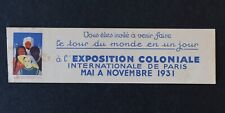 Marque-page EXPOSITION COLONIALE 1931 bookmark marcapagina Lesezeichen