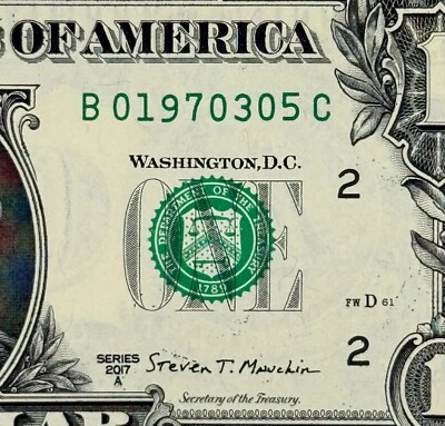 1970 March 5th or  3rd of May Birthday Fancy Serial Number New Dollar Bill - Image 1 of 3