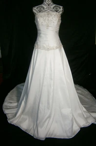 Katherine's Hochzeitskleid 10 12 Satin A-Linie trägerlos Auffädeln Stickzug - Bild 1 von 12