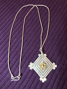 SE Asian Silver Enamel Large Talisman Necklace ๐ท Shape 19th century Antique - Picture 1 of 8
