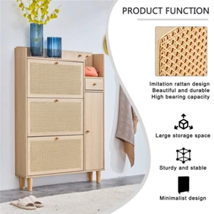 Simple Organizer Shoe Storage Cabinet Modern Free Standing w/Doors &Drawers MDF - Picture 1 of 15
