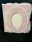 Photo Album Vintage Handcrafted Large Pink Fabric Scrapbook Eyelet Lace 55 Pages