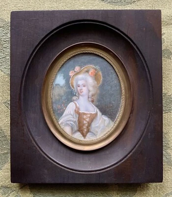 c1782 Antique Georgian Miniature Painting French Madame Dugazon Opera Old Master - Image 1 of 4