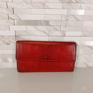 Vintage PRINCESS GARDNER Wallet Leather Red Envelope Logo Solid Full Grain Bold - Picture 1 of 14