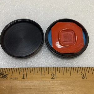 FINE ANTIQUE RED WAX SEAL IN TREEN/TURNED WOOD CASE OR BOX - GEORGIAN? ENGLISH? - Picture 1 of 6