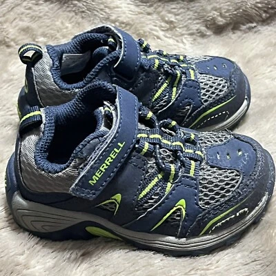 Merrell M-Trail Chaser Jr. Hiking Sneaker Shoes Blue/Green Easy On Boys Sz 5.5W - Image 1 of 4