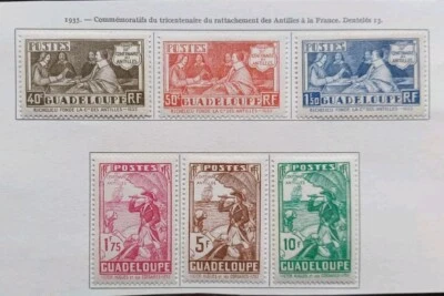 GUADELOUPE 1935 MINT CAT £80 WEST INDIES CENTENARY COMPLETE SET SG151-156 - Image 1 of 2