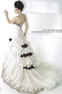 Bridal Wedding Dress Gown Private Label BY G # 1383 Ivory/Silver/Burgundy SZ 18 - Picture 1 of 3