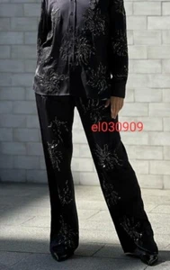 PANTALÓN ZARA NUEVO BORDADO CUENTAS GRIS ANTRACITA TALLA S REF. 4786/059 - Imagen 1 de 6