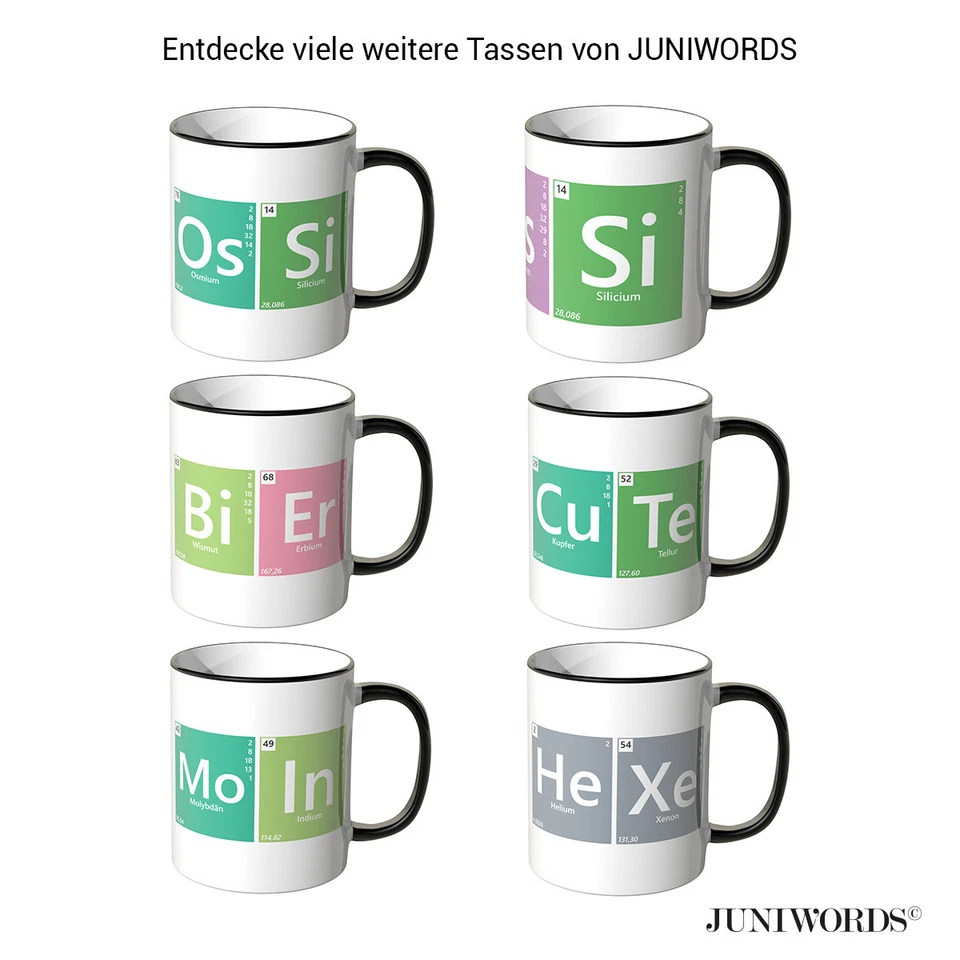 JUNIWORDS Tasse, "Periodensystem mit witzigen W”rtern" W„hlbar Chemie Physik - Bild 1 von 1