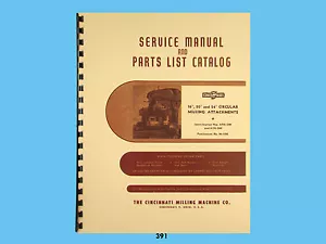 Cincinnati 16" 20" 24" Circular Mill Attachment Service & Parts List Manual *391 - Picture 1 of 4