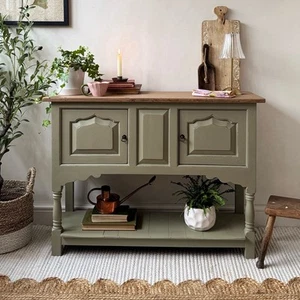 Oak Console Table Painted Sage Green, Hallway Table, Rustic, Cottage, Farmhouse - Picture 1 of 12
