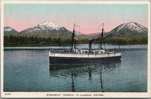 c1920s ALASKA STEAMSHIP COMPANY Postcard "Steamer CORWIN in Alaskan Waters" HHT - Picture 1 of 2