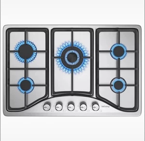 Piano Cottura a Gas 5 Fuochi Incasso Acciaio Inossidabile Autosufficiente 76cm  - Foto 1 di 2