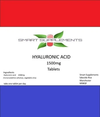 SMART SUPPLEMENTS Hyaluronic Acid 1500mg Tablets – Ultimate Skin Hydration & Joint Health Support