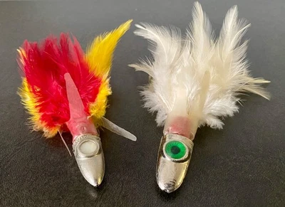 Vintage Fishing Lures Colored Feathers Tuna Trolling Jigs (Set of 2) - Image 1 of 4