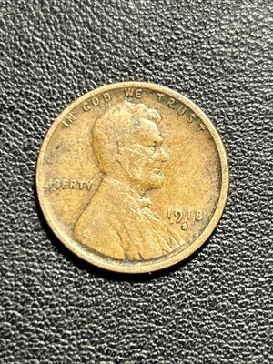 1918 S Lincoln Wheat Penny Cent San Francisco Mint Circulated - Image 1 of 2