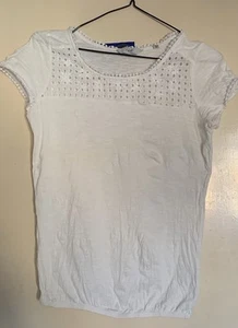 Next White Cotton Embroidered Panel T-shirt Size 6 (Euro 34) - Picture 1 of 6