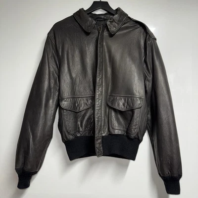 Avirex Leather Bomber Jacket 1978 Vintage US Army Air Force Mens M/L Type A2 - Image 1 of 4