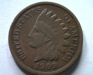 CENTAVO INDIO 1909 FINO F BONITA MONEDA ORIGINAL DE BOBS MONEDAS ENVÍO RÁPIDO - Imagen 1 de 2