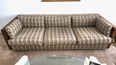 Sofá Milo Baughman Vintage Años 70 Años 80 Borde de Latón por todas partes incluso la parte posterior terminada Foto 1 de 4