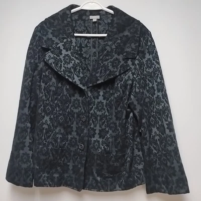 Blazer Jill Jacquard Mujer 18 Azul Marino Manga Larga Floral  Foto 1 de 4