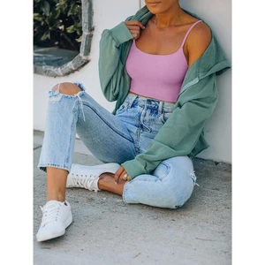 Camiseta corta REORIA para mujer con correa de espagueti ajustable sin costuras talla XL púrpura - Imagen 1 de 7