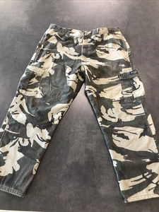 Vintage Wrangler Camo Cargo Hose Herren 40x30 Relaxed Fit Fleece gefüttert Camouflage - Bild 1 von 16