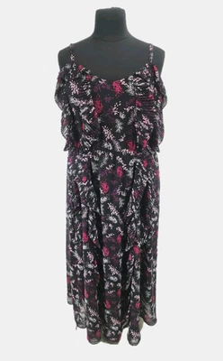 Maxi Vestido LANE BRYANT Mujer Talla Grande 22 Floral Transparente Volantes Correa de Espagueti 20NA Foto 1 de 4